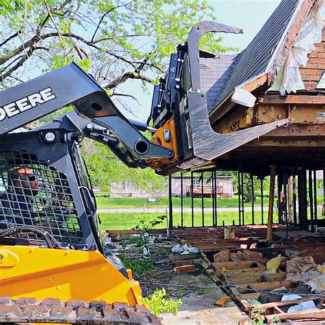 skid steer demolition|Tearing Down a House with a Skid Steer .